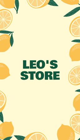 Lemon Store Emblem Business Card US Vertical Design Template