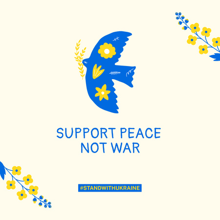 Motiváció a béke támogatására madárral Instagram tervezősablon