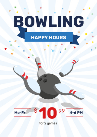 Bowling Club Happy Hours offer Flayer tervezősablon