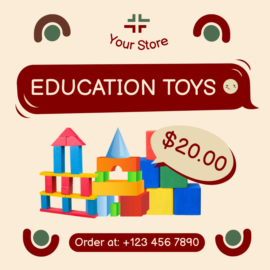 Sale Educational Toys with Toy Castle Instagram AD Tasarım Şablonu