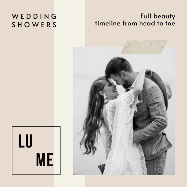 Wedding Event Agency Services with Cute Newlyweds Instagram AD Design Template