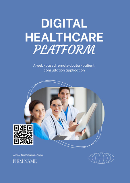 Online Digital Healthcare Services Posterデザインテンプレート