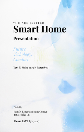 Smart Home Presentation Announcement on Blue Invitation 4.6x7.2in tervezősablon