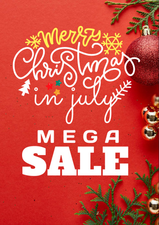 Platilla de diseño July Christmas Sale Announcement with Decorations on Tree Flyer A7
