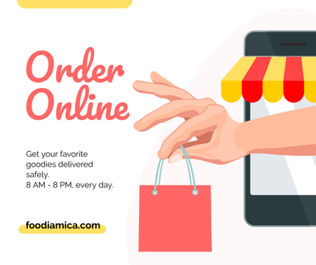 Template di design Delivery Services with Man holding shopping bag Facebook