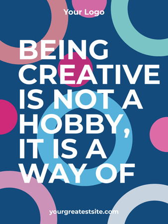 Creativity Quote on Colorful circles pattern Poster US Tasarım Şablonu