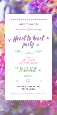 Party Invitation Purple Flowers Graphicデザインテンプレート
