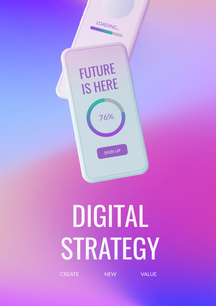 Digital Strategy with Modern Smartphone Poster Πρότυπο σχεδίασης