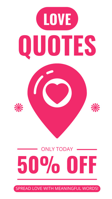 Designvorlage Love Valentine's Day Quotes At Half Price Offer für Instagram Story