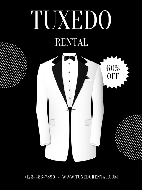 Ontwerpsjabloon van Poster US van Black and White Tuxedos Rental Offer