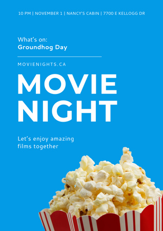Movie night event Annoucement Poster A3 Design Template