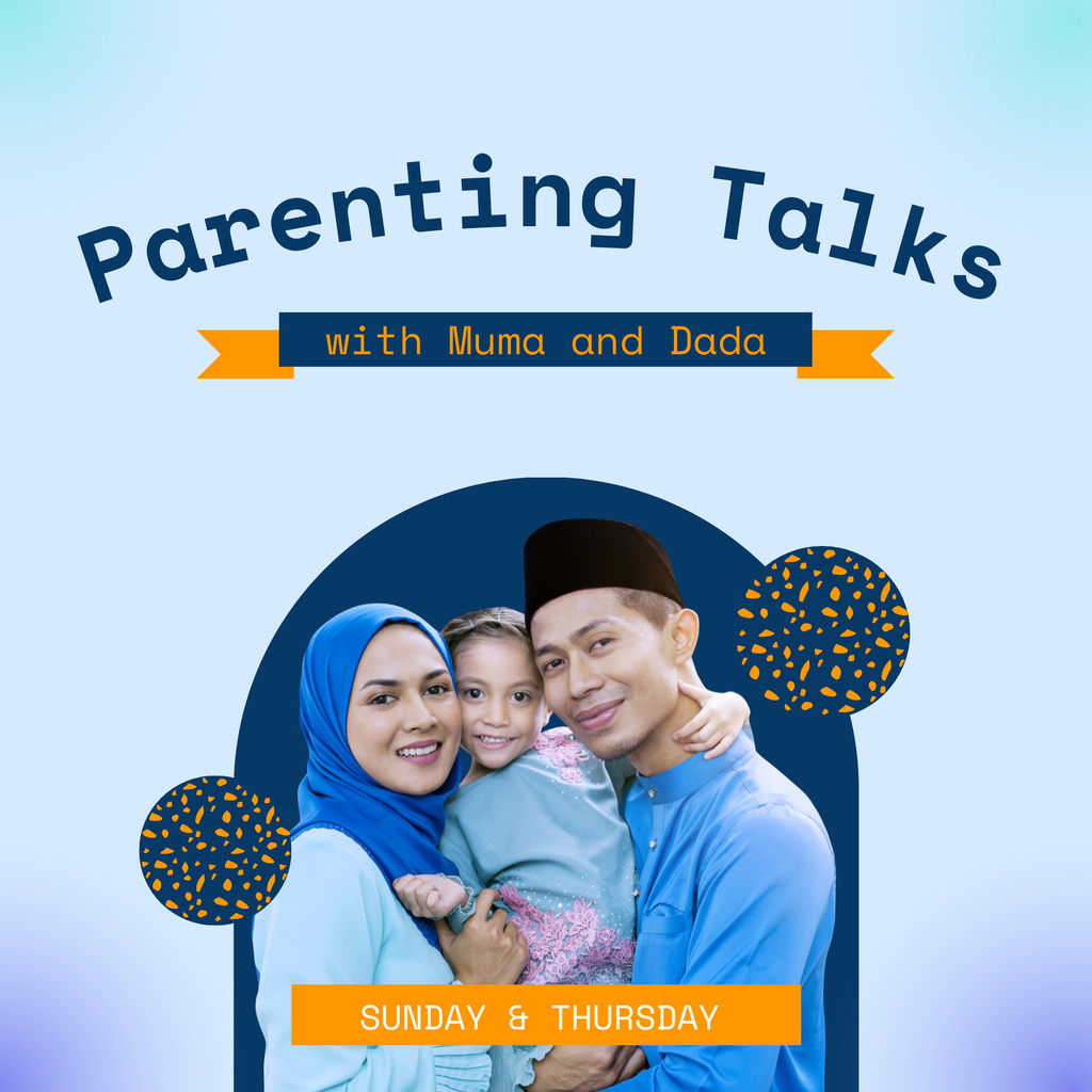 Designvorlage Parenting Talks with a Happy Family  für Podcast Cover