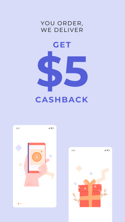 Cashback offer on Phone screen Instagram Story Modelo de Design