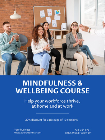 Plantilla de diseño de Anuncio del curso Mindfulness y Bienestar Poster US 