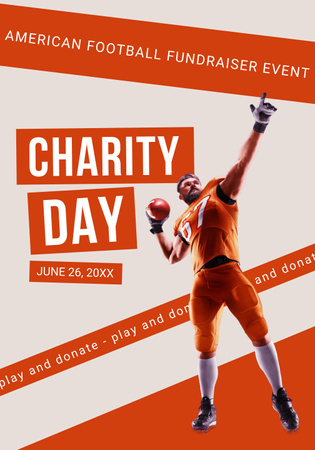 Charity American Football Game Poster 28x40in Design Template