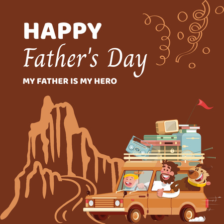 Platilla de diseño Happy Dad and Son Traveling by Car Instagram
