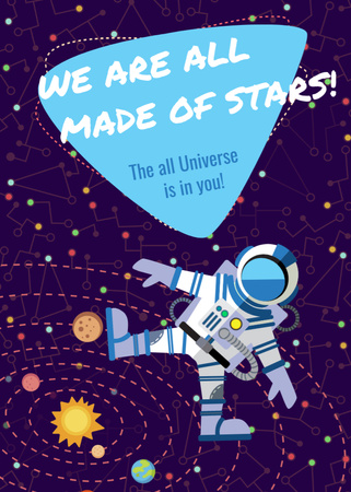 Inspiration Quote with Astronaut in space Flayer Design Template