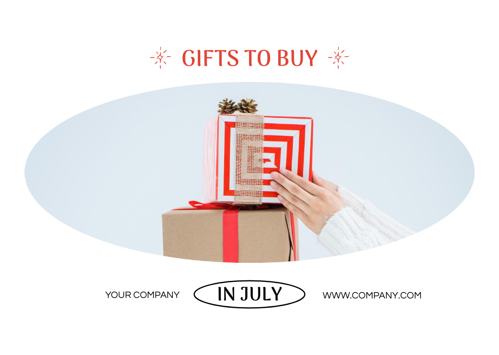 Modèle de visuel Precious Christmas Gifts in July For Buying Ad - Flyer A6 Horizontal