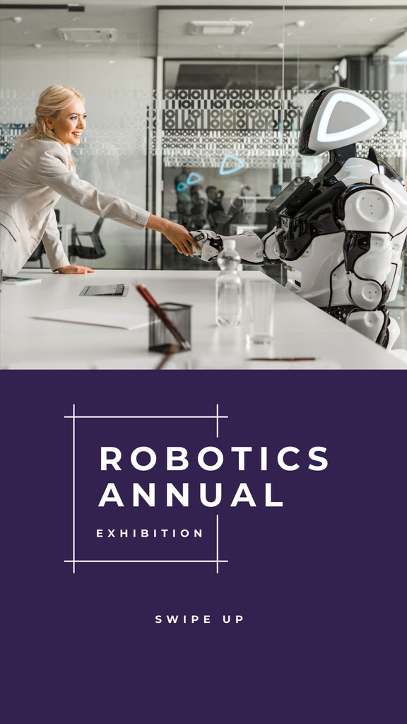 Ontwerpsjabloon van Instagram Story van Robotics Annual Conference Ad with Cyber World illustration