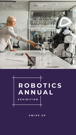 Template di design conferenza annuale di robotica annuncio con cyber world illustrazione Instagram Story