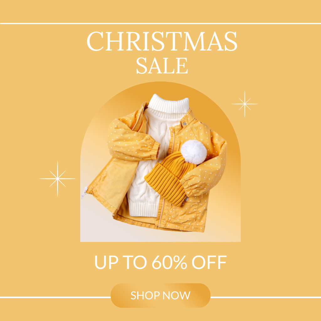 Christmas Sale of Winter Clothes Yellow Instagram AD Design Template