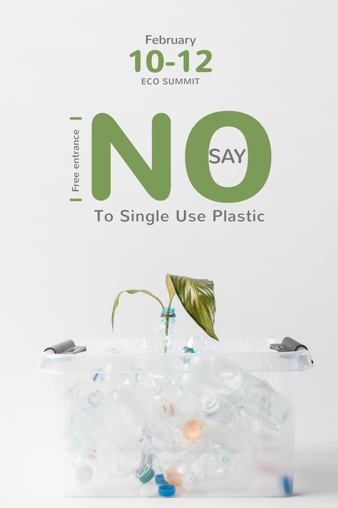 Plastic Waste Concept with Disposable Tableware Pinterest – шаблон для дизайна