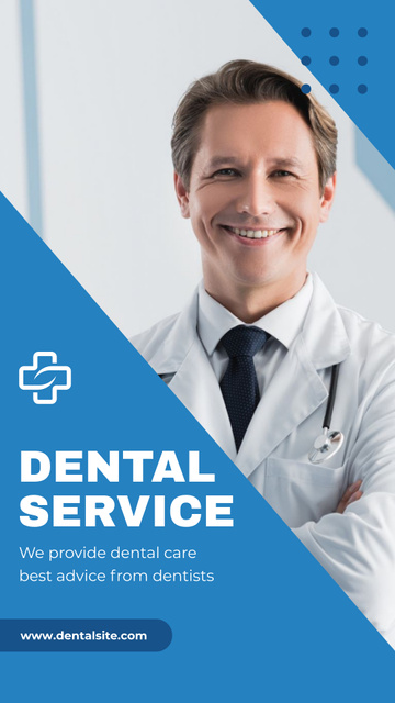 Smiling Doctor in Dental Clinic Instagram Video Story Design Template