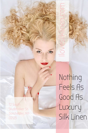 Luxury silk linen with Young Woman Pinterest tervezősablon