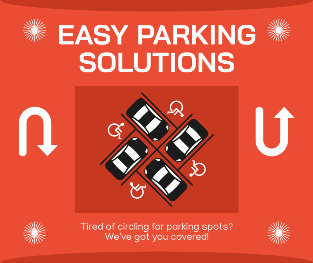 Template di design Easy Parking Solutions on Red Facebook