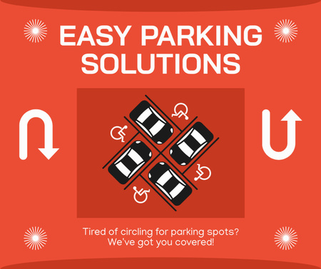 Soluções fáceis de estacionamento no vermelho Facebook Modelo de Design