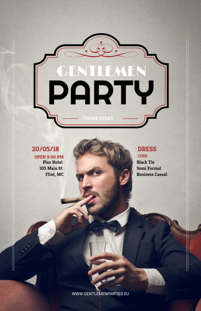Gentlemen Party With Dress Code Invitation 5.5x8.5inデザインテンプレート