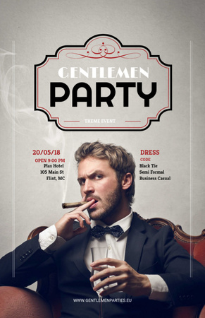 Gentlemen Party With Dress Code Invitation 5.5x8.5in Design Template