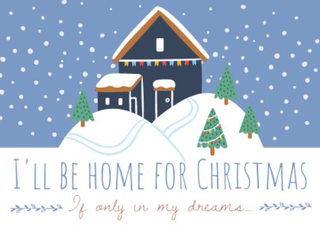 Christmas Inspiration with Decorated House Card Design Template
