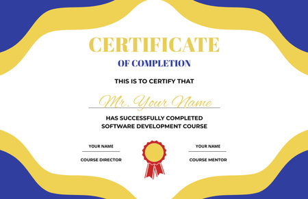 Award for Software Development Course Completion Certificate 5.5x8.5in Design Template