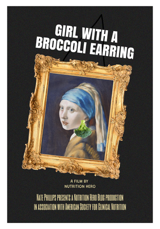 Funny Illustration of Girl with Broccoli Earring Poster 28x40in Tasarım Şablonu