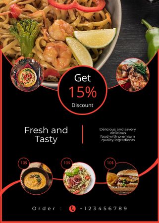 Restaurant Offer Tasty Food and Seafood Flayer Design Template