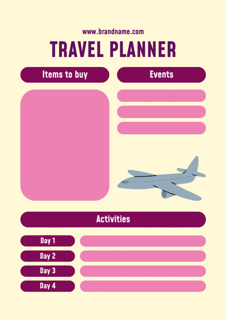 Flight Tour Itinerary Arranger Schedule Planner Design Template