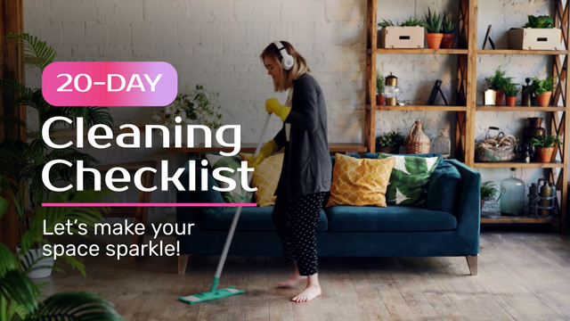 Template di design Cleaning Checklist For 20-Day Offer Full HD video