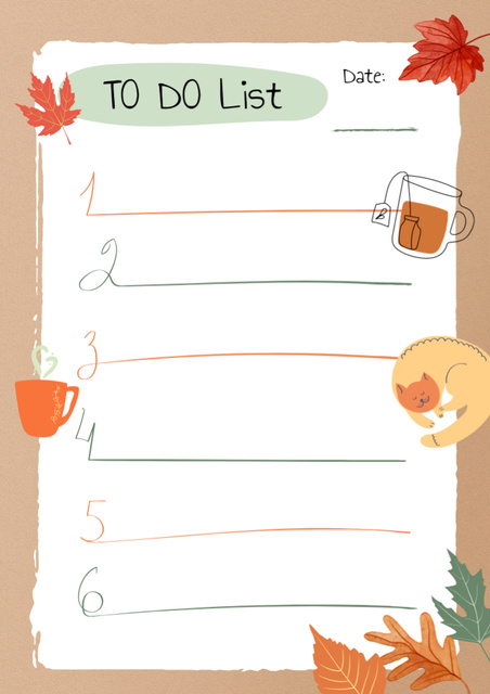 To Do List with Autumn Illustration Schedule Planner Πρότυπο σχεδίασης