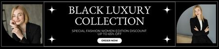 Modèle de visuel Annonce de la collection de vêtements de luxe noirs - Ebay Store Billboard