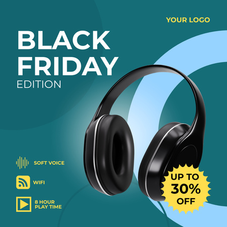 Black Friday Limited Edition of Headphones Instagram AD Design Template