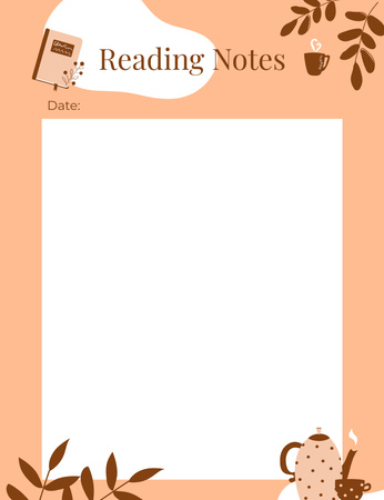 Reading List Peach Notepad 107x139mm Design Template