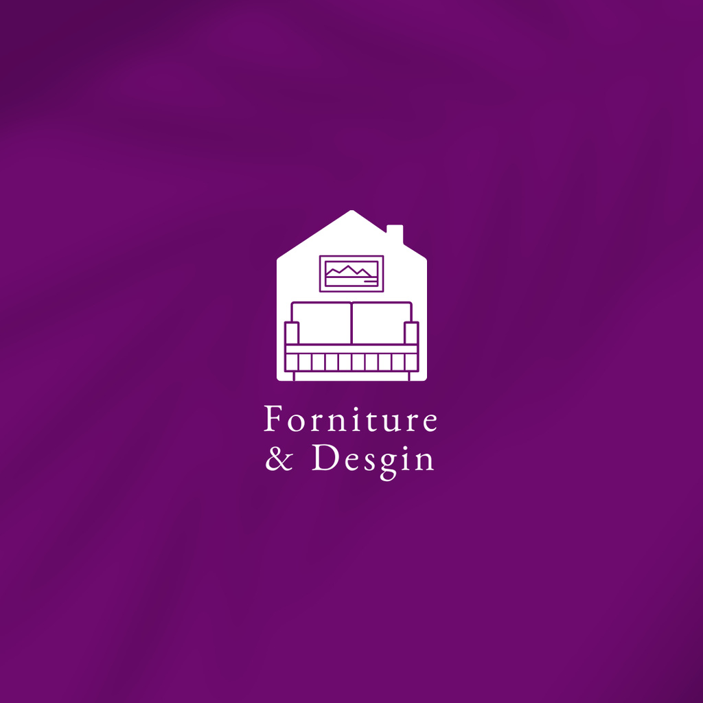Ontwerpsjabloon van Logo 1080x1080px van Stylish Furniture Store with House and Sofa