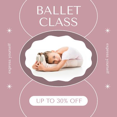 Ballet Class Ad with Little Ballerina Instagram Design Template