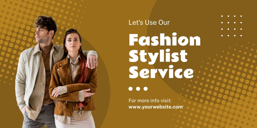 Fashion Styling Services Offer on Brown Twitter Design Template