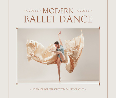 Moderni balettitanssikurssien mainos Facebook Design Template