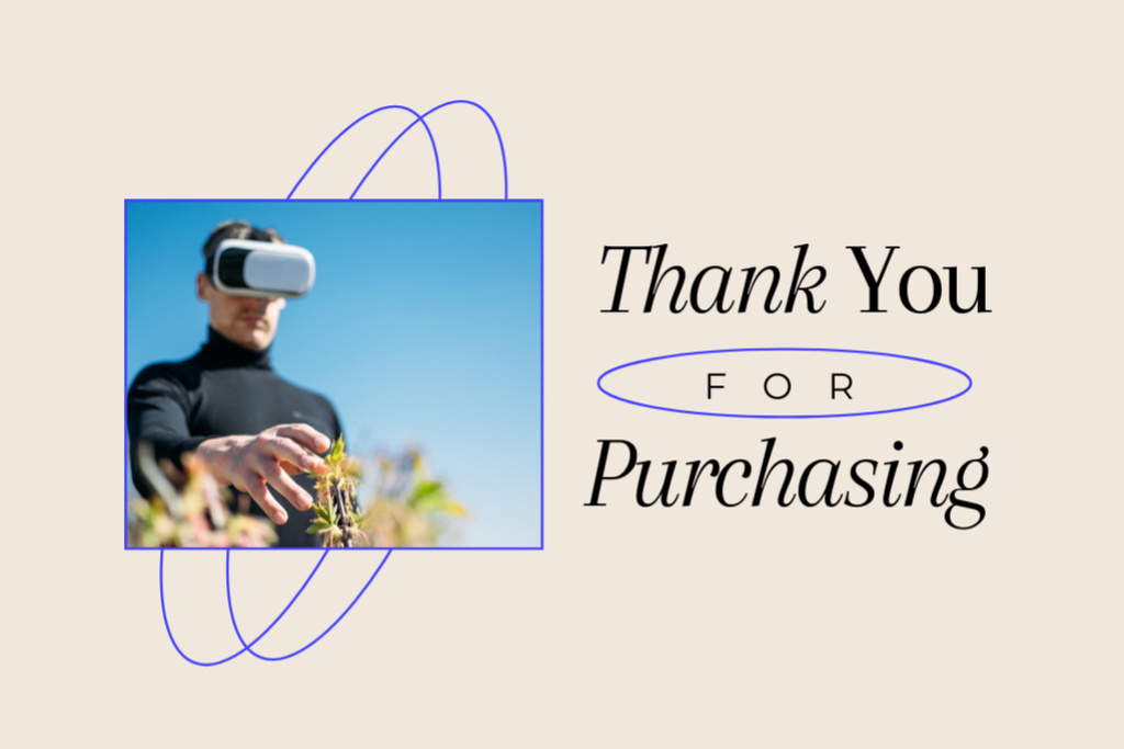 Man in Virtual Reality Glasses on White Postcard 4x6in Design Template