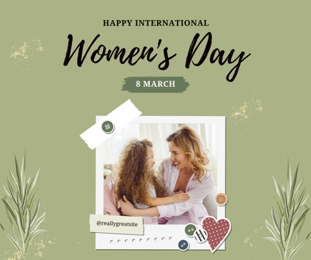 Happy Mother with her Daughter on International Women's Day Facebook Design Template