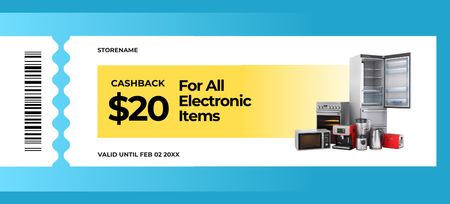 Cashback for All Electronic Items Coupon 3.75x8.25in Design Template