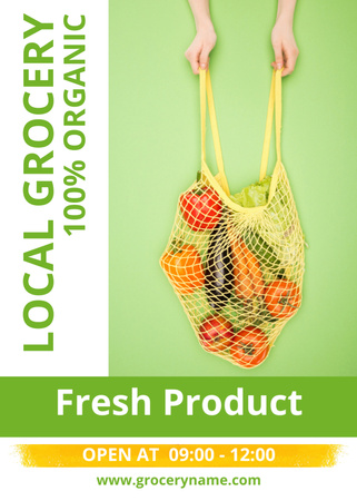 Fresh Vegetables In Net Bag Flayer Design Template